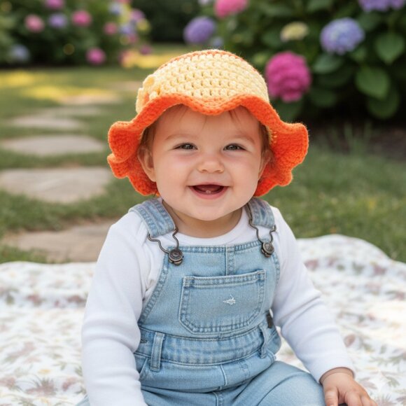 Strawberry Shortcake Friends Crochet Bucket Hats 6-12M New - Picture 1 of 5